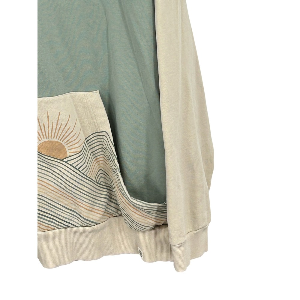 Happy Earth Organic Cotton Ridge Pullover Hoodie Sage Green Tan 3XL - Picture 6 of 8